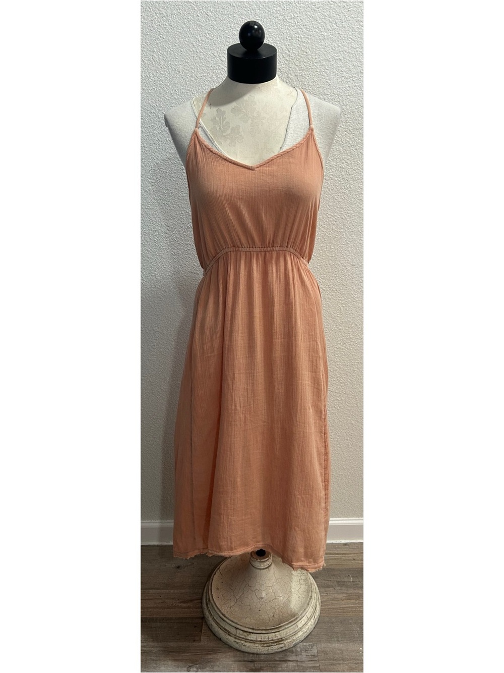 Daily Practice Women’s Size Small Midi Dress Dusty Pink Sleeveless Elastic Waist